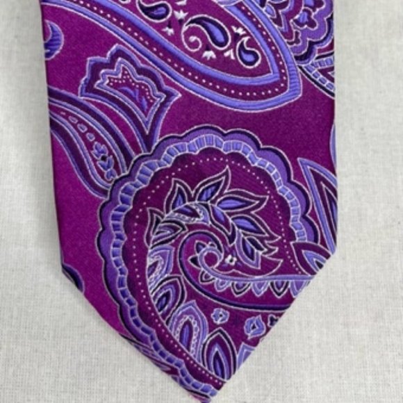 Geoffrey Beene Purple Paisley Mens Tie Prince Retro Vibe Classic Colorful Sexy - Picture 1 of 5